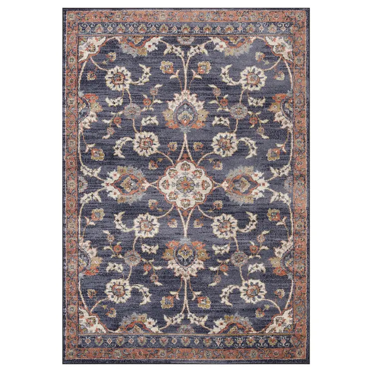 Ivory Orange And Dark Gray Floral Area Rug