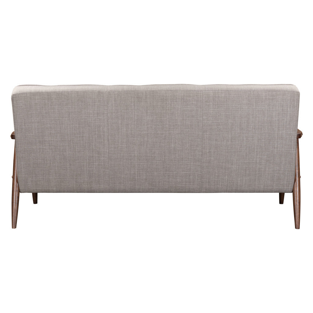 69" Beige Polyester Sofa With Brown Legs-3