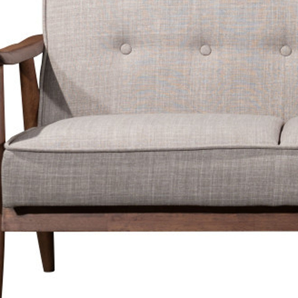 69" Beige Polyester Sofa With Brown Legs-6