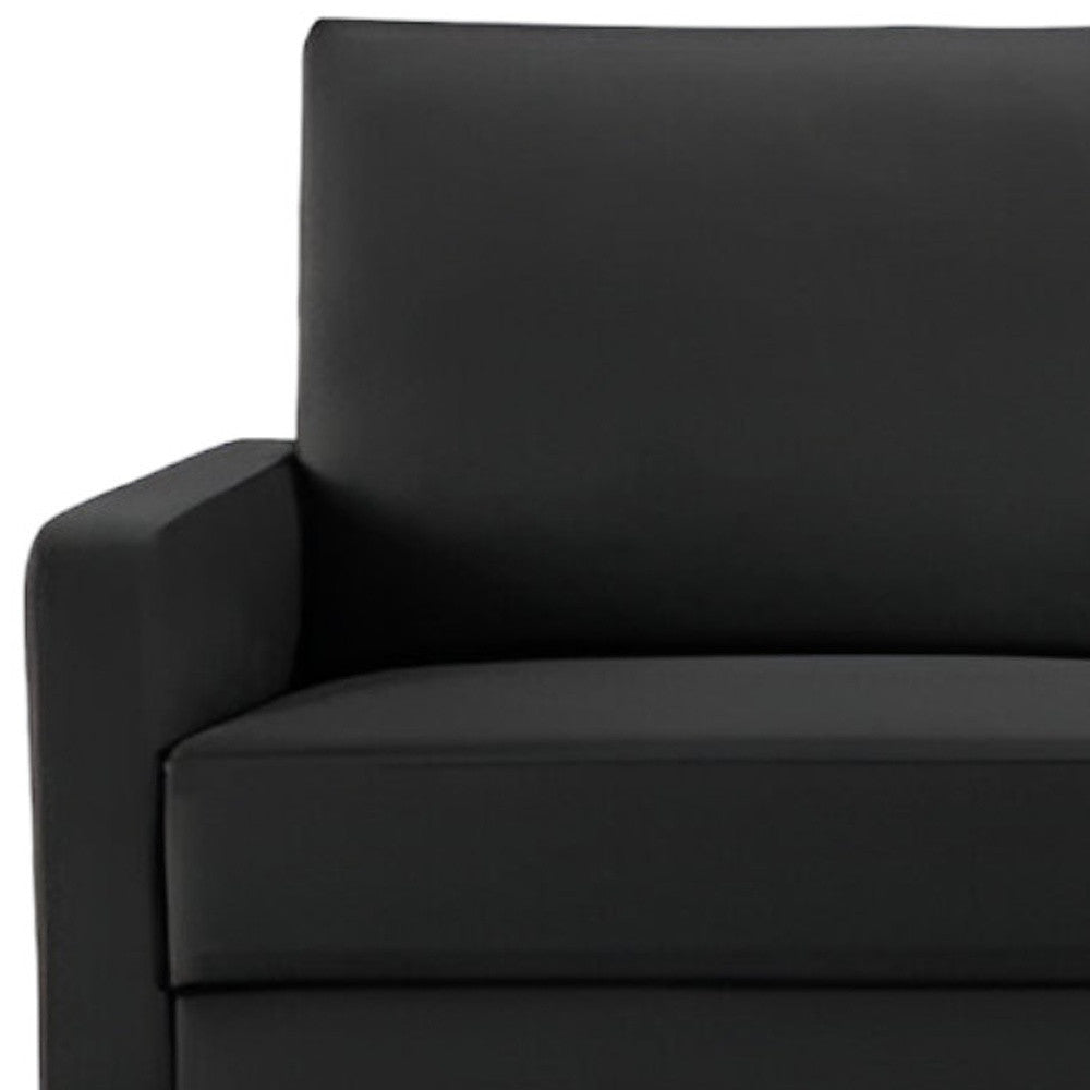 69" Black Velvet Sofa With Dark Brown Legs-5