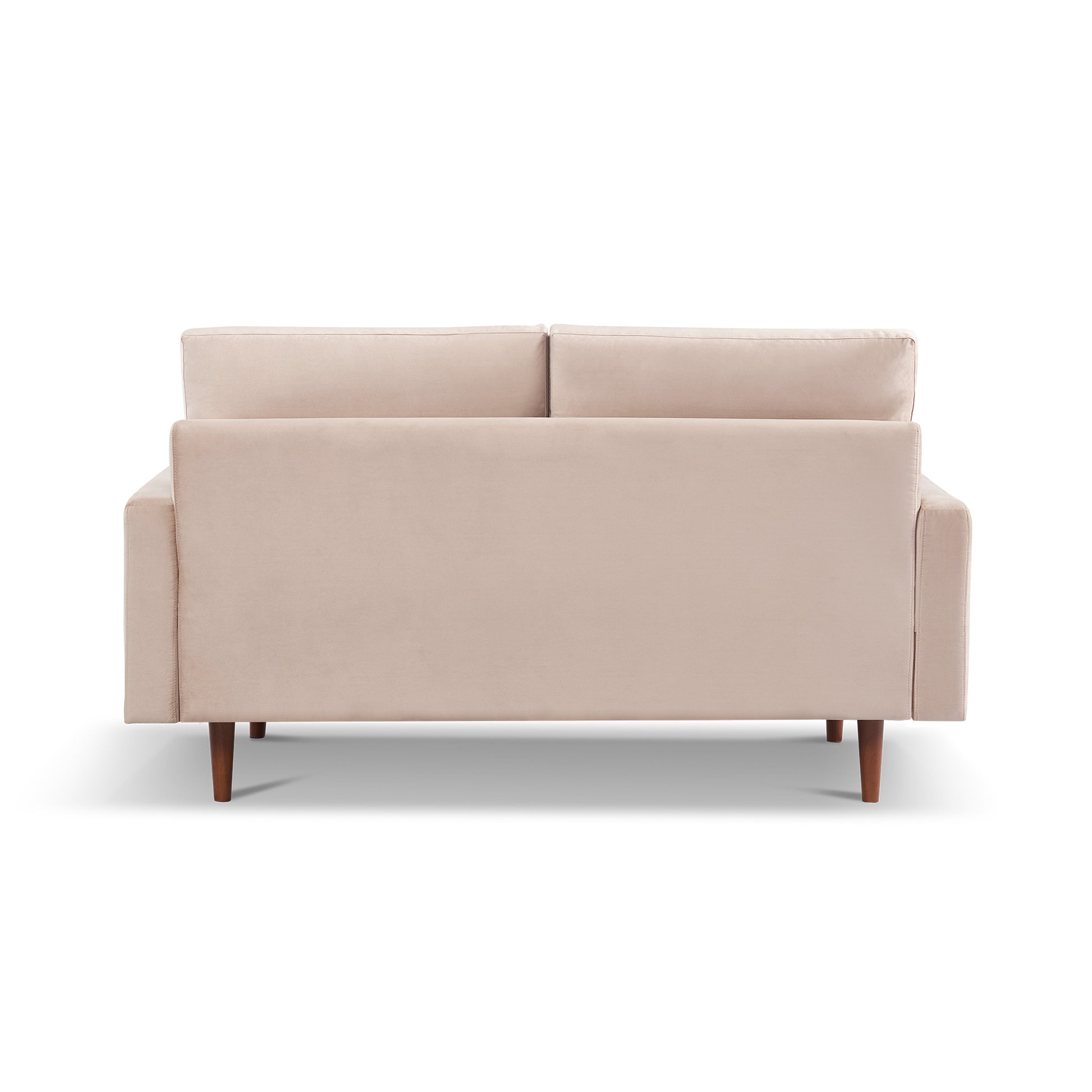 69" Beige Velvet Sofa With Dark Brown Legs-3