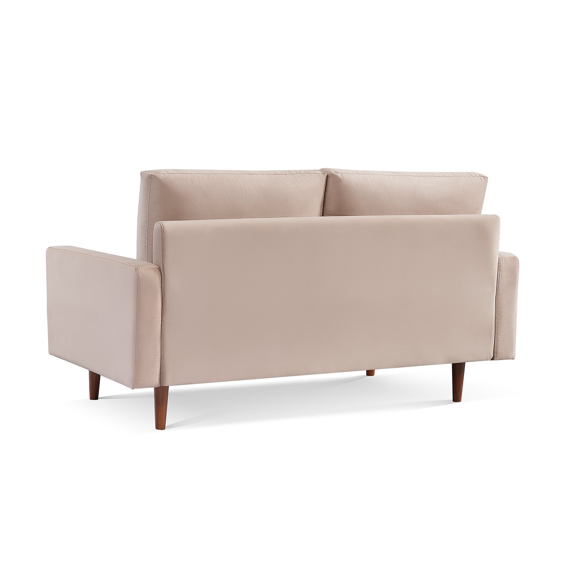 69" Beige Velvet Sofa With Dark Brown Legs-4