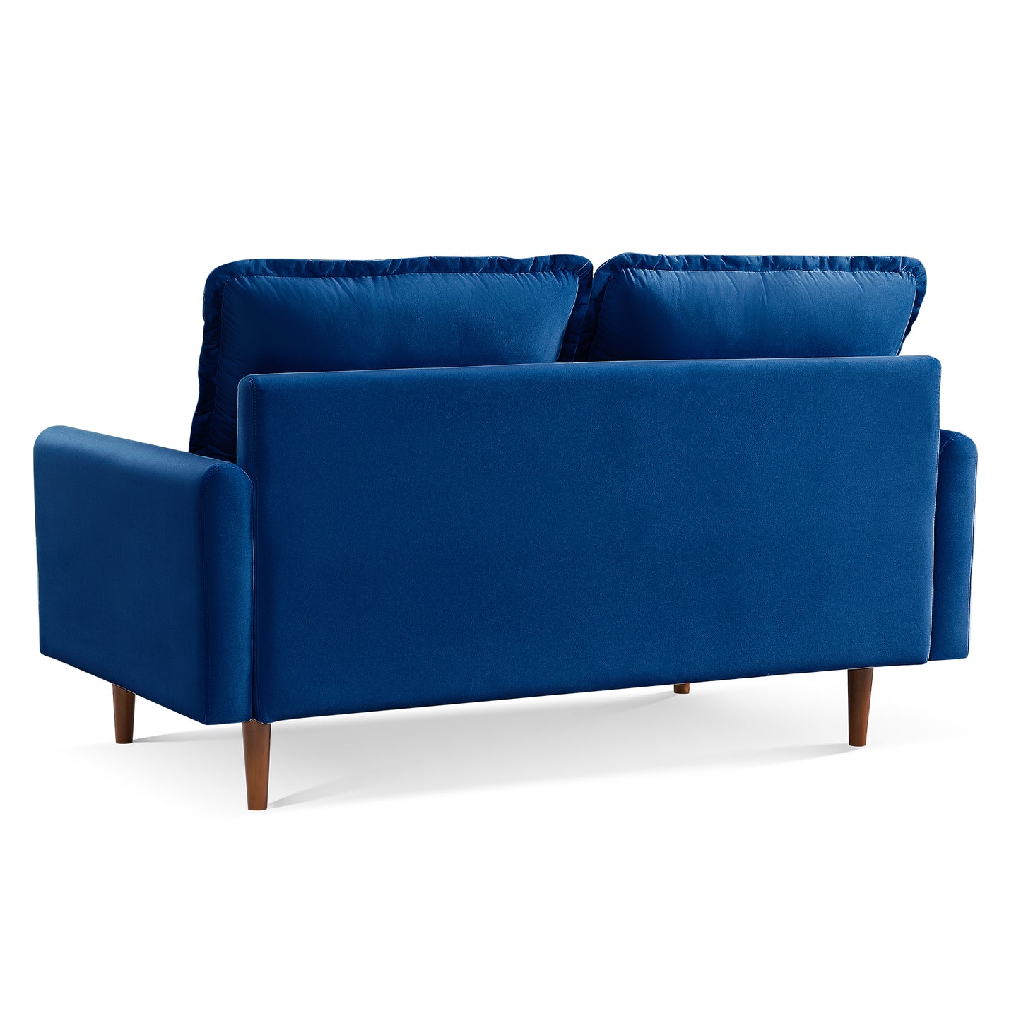 69" Blue Velvet Sofa With Dark Brown Legs-3