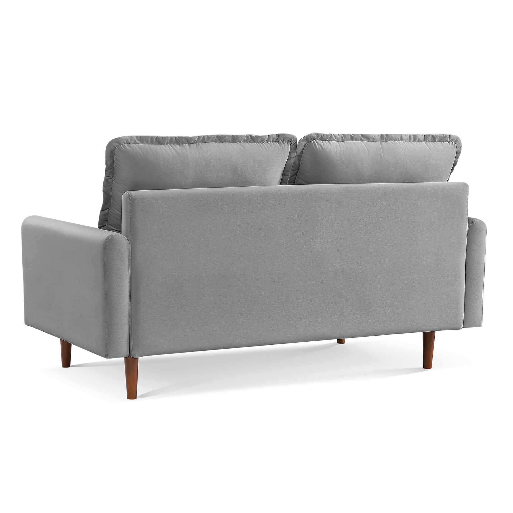 69" Gray Velvet Sofa With Dark Brown Legs-3
