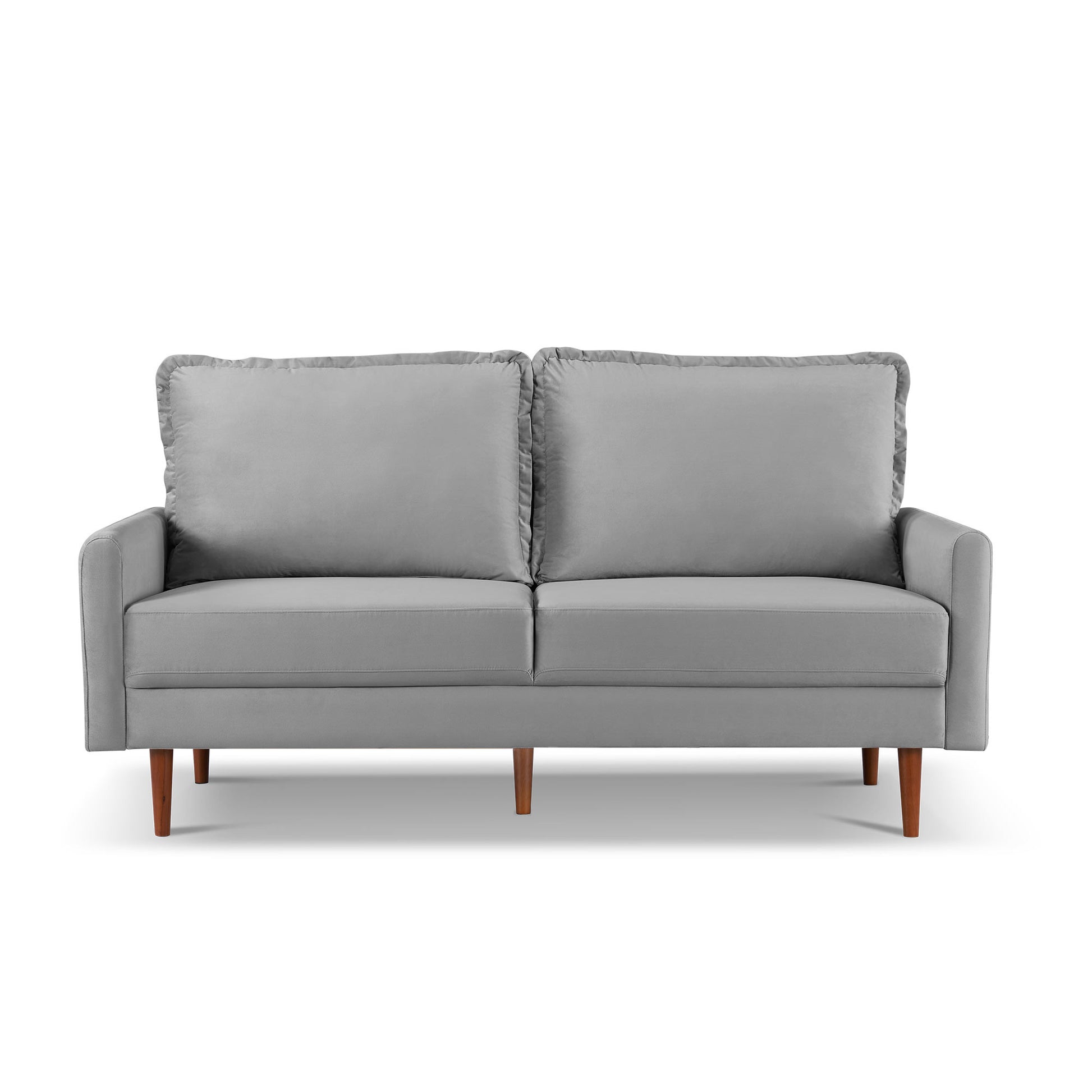 69" Gray Velvet Sofa With Dark Brown Legs-5
