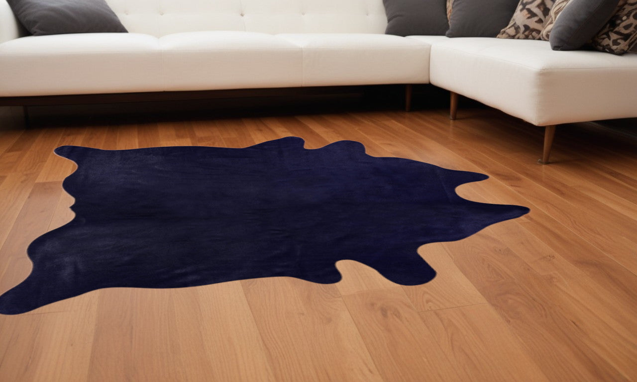 5' X 7' Midnight Cowhide Hand Knotted Area Rug-0
