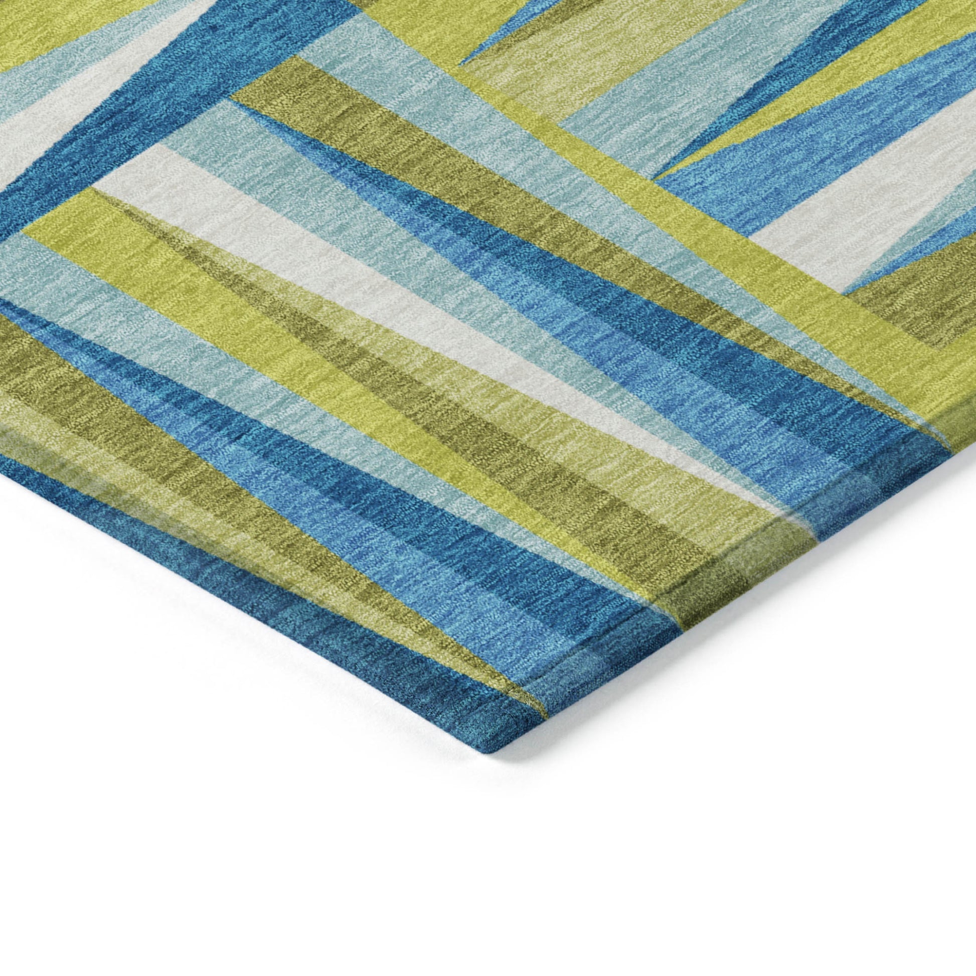 10' X 14' Teal Blue Green And Ivory Geometric Washable Indoor Outdoor Area Rug-3
