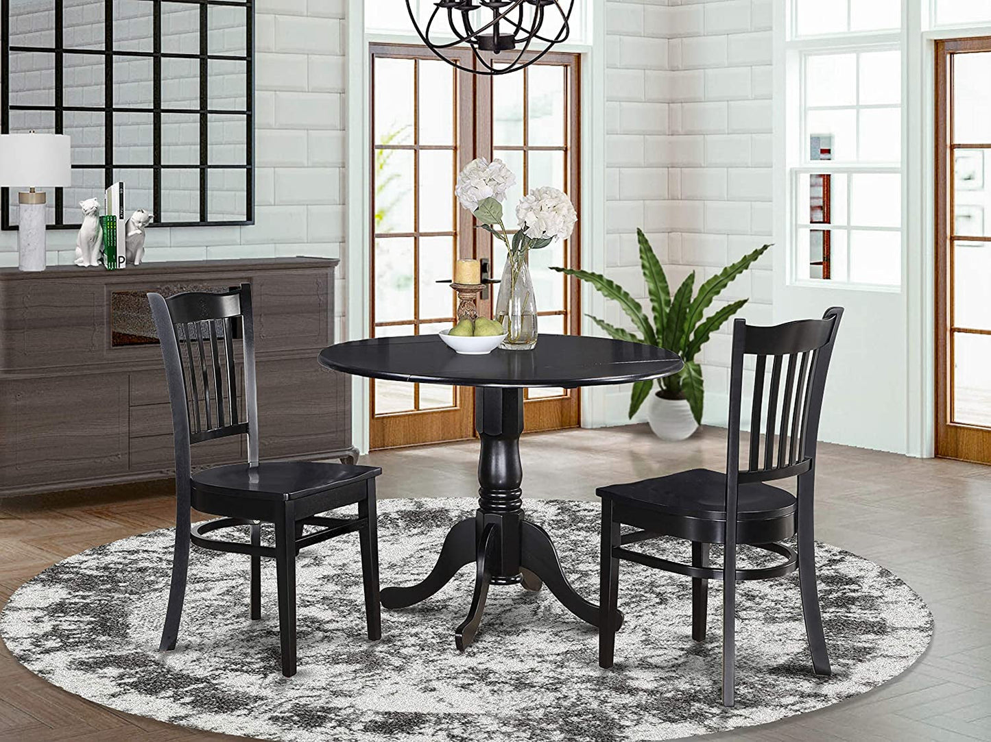 DLGR3-BLK-W Dining Table Set-0