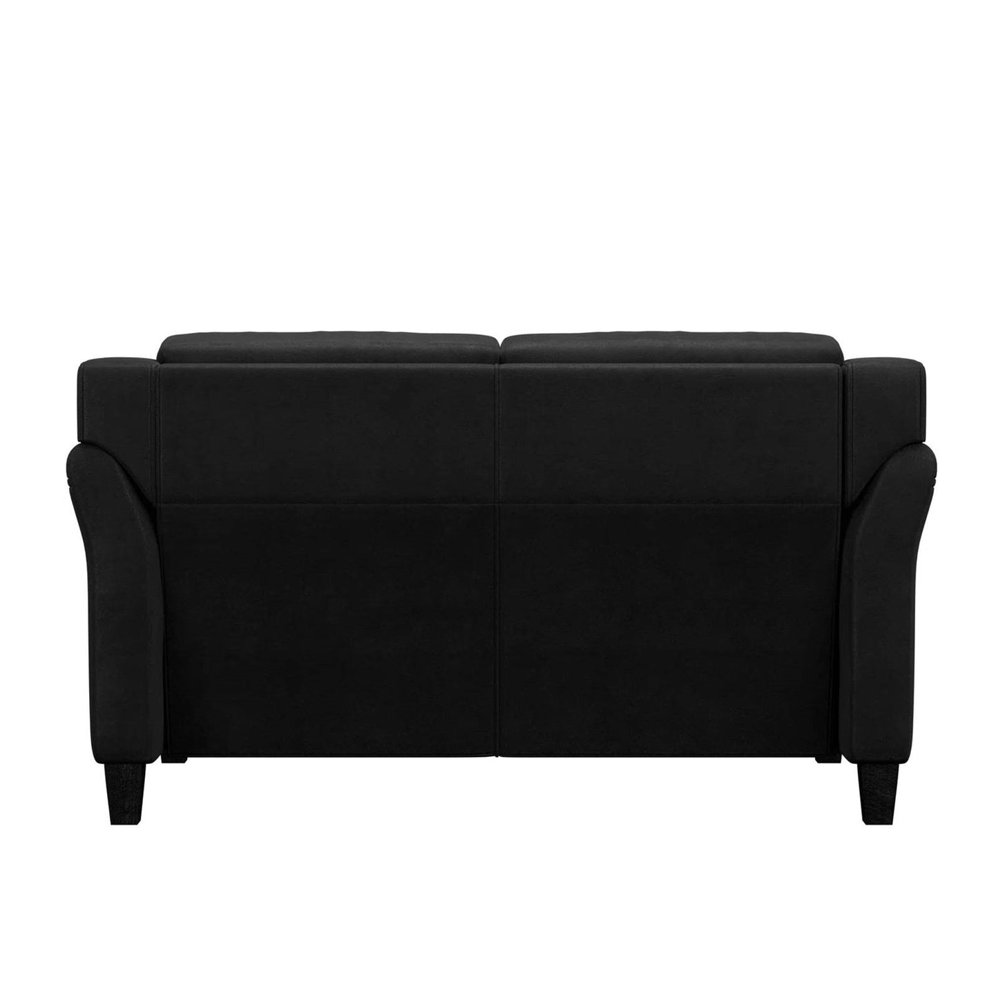 Modern Upholstered Loveseat Sofa in Black Microfiber with Button Tufted Cushions-3