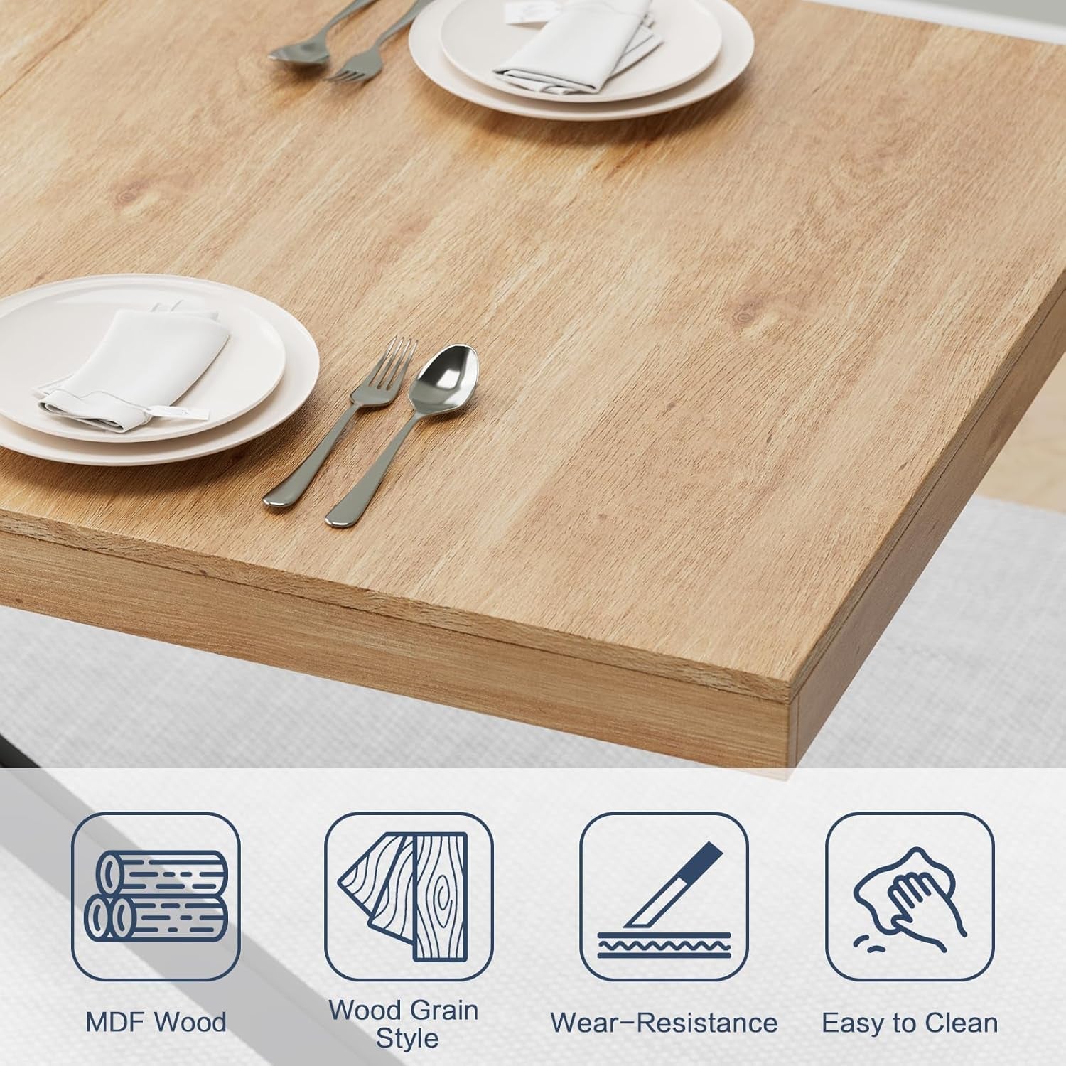 Extendable Wood Dining Table Removable Leaves 55to70in-3